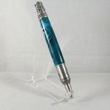 NT-B Nautical Blue & White Acrylic Twist Pen With Antique Petwer Trim