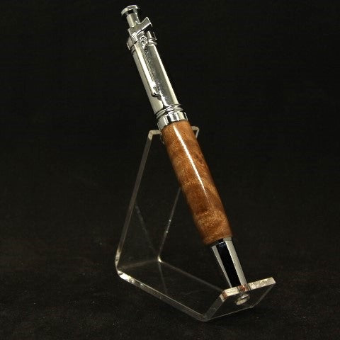 PCL-AB Pistol Click Pen Curly Maple With Chrome Trim