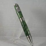 PKB-C Pickleball Green Box Elder Twist Pen With Antique Pewter Trim