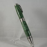 PKB-C Pickleball Green Box Elder Twist Pen With Antique Pewter Trim