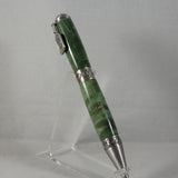 PKB-C Pickleball Green Box Elder Twist Pen With Antique Pewter Trim