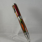 PKB-E Pickleball Multi Colored Laminate Twist Pen With Antique Pewter Trim