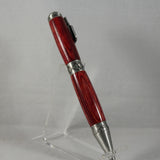 PKB-F Pickleball Red Laminate Twist Pen With Antique Pewter Trim
