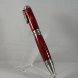 PKB-F Pickleball Red Laminate Twist Pen With Antique Pewter Trim
