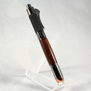R-AB Revolver Black and Orange Laminate Click Pen With Gun Metal Trim