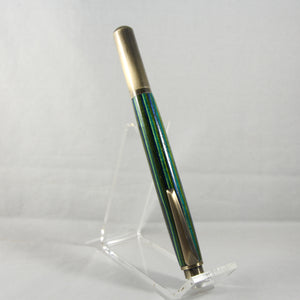 RR-ACB Rollester Green Laminate Rollerball with Antique Brass Trim