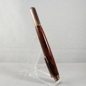 RR-ACD Rollester Rust and Black Laminate Rollerball with Antique Rose Gold Trim