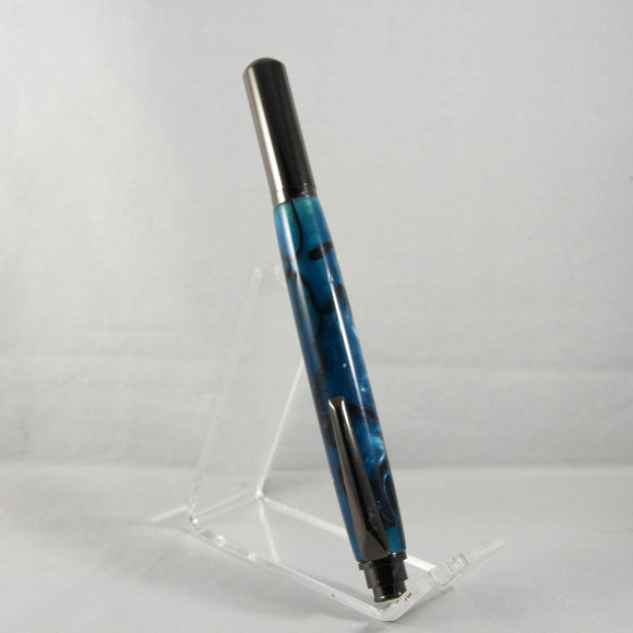 RR-ACE Rollester Blue Acrylic Rollerball with Gun Metal Trim