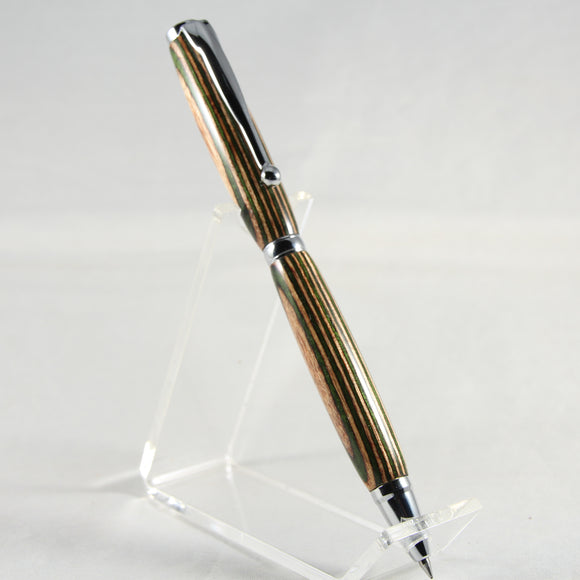 SRB-BC Slimline Rollerball Brown and Green Laminate with Chrome Trim