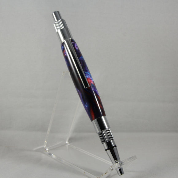 ST-BD Stratus Blue & Red Acrylic Click Pen With Chrome Trim
