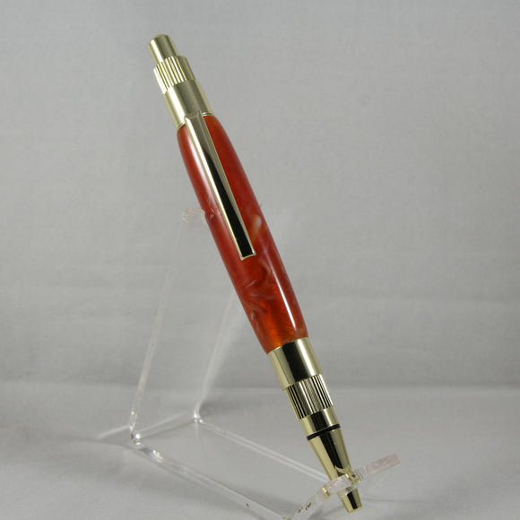 ST-BE Stratus Orange Acrylic Click Pen With Gold Trim