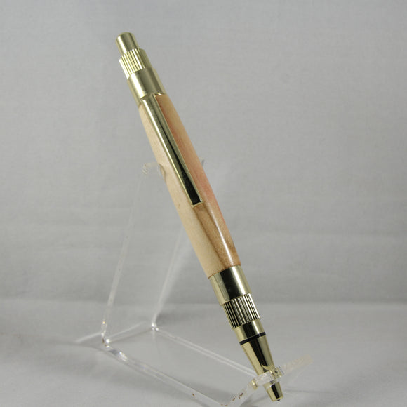 ST-BH Stratus Box Elder Click Pen With Gold Trim