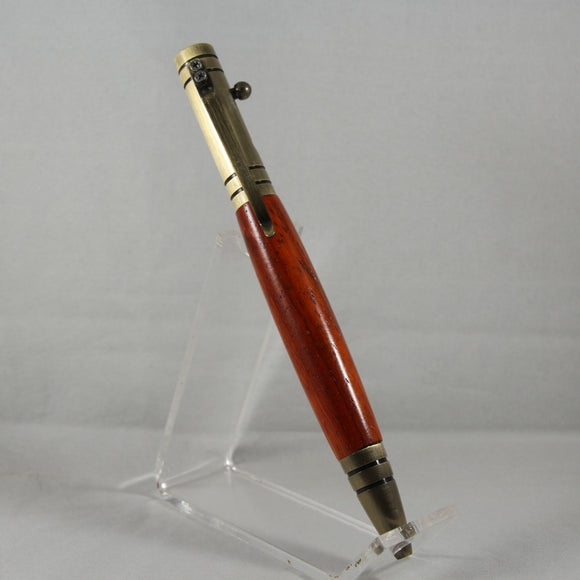 T-GG Bolt Action Tec Padauk  Pen With Antique Brass Trim