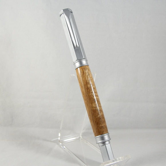VR-BOC Vertex Teak Rollerball With Satin Chrome Trim