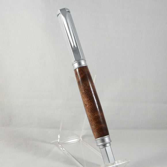 VR-BOD Vertex Walnut Rollerball With Satin Chrome Trim