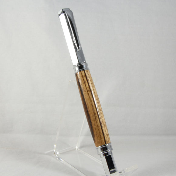 VR-BOE Vertex Zebrawood Rollerball With Chrome Trim