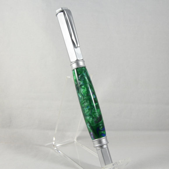 VR-BOH Vertex Green Acrylic Rollerball With Satin Chrome Trim