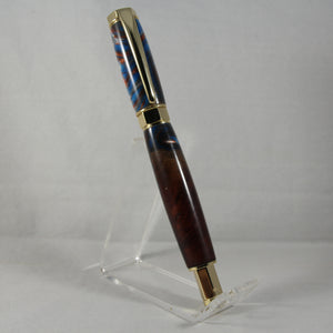 VSR-A Vertex Supreme Rollerball Blue Hybrid Acrylic With Gold Trim