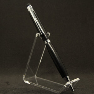 S-FD Slimline African Blackwood Twist Pen With Chrome Trim and Stylus