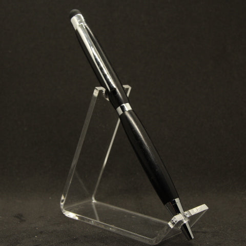 S-FD Slimline African Blackwood Twist Pen With Chrome Trim and Stylus