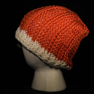 BURSA136 - Medium Crocheted Hat Burnt Orange/Off-White