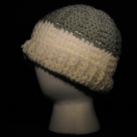BURSA148 - Medium Crocheted Hat Gray/Off-White