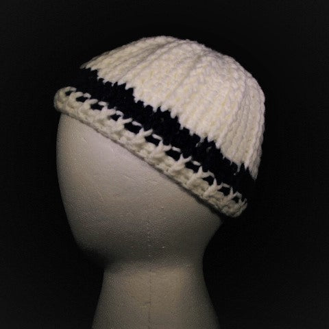 BURSA197 - Crocheted Hat - Navy blue/gold/white (Small)
